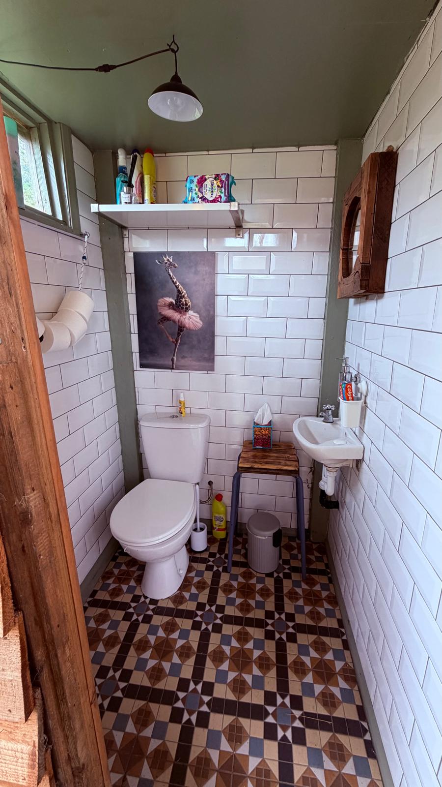 Inside the small hut loo
